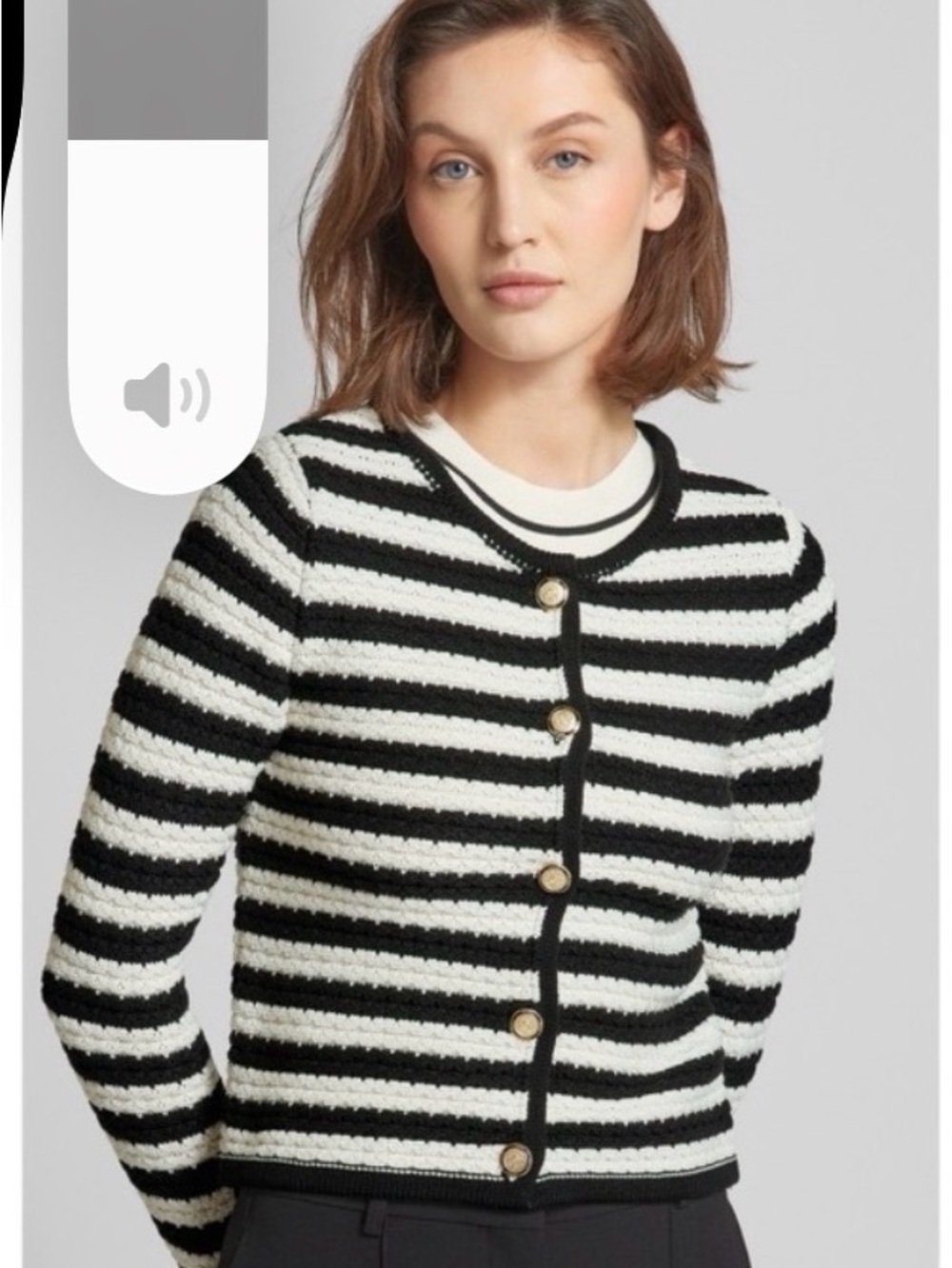 Mango Black and White Striped Button-Front Cardigan size S EUC